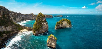 Falaises, plage, Bali, Nusa Penida,